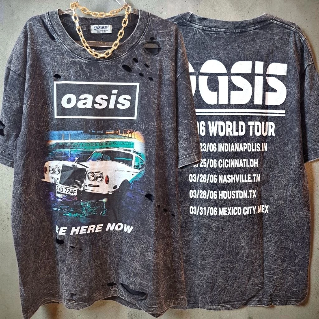 Oasis รถ เสื้อยืดขาด เสื้อวงแต่งขาด อก44-46″ ยาว28″ ทรง Oversized